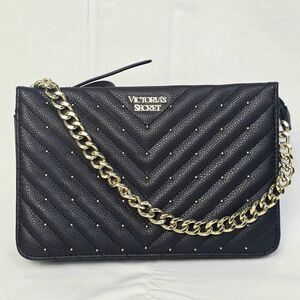 Victoria’s Secret Black Quilted Chain Shoulder Bag 10x7